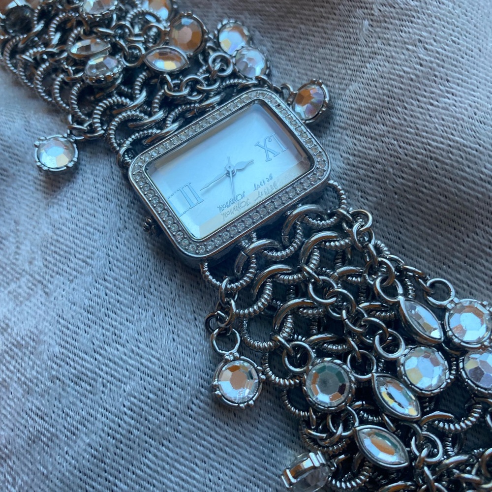 Betsy Johnson Silver Tone Rhinestone Watch